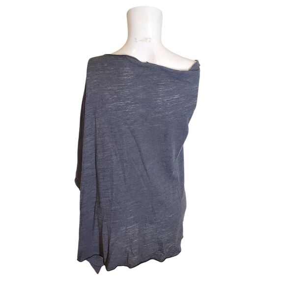 Fenini Slub Jersey Knit Poncho Asymmetric top High Low Top Gray One Size - Picture 5 of 6